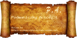 Podmaniczky Acicét névjegykártya