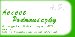 acicet podmaniczky business card